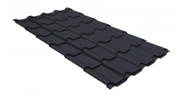 Металлочерепица камея GL 0,5 GreenCoat Pural matt RR 23 темно-серый (RAL 7024 мокрый асфальт) купить в Ельце