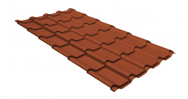 Металлочерепица камея GL 0,5 GreenCoat Pural Matt RR 750 кирпично-красный (RAL 8004 терракота) купить в Ельце