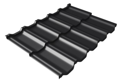 Металлочерепица модульная Квинта Uno Grand Line c 3D резом 0,5 GreenСoat Pural Matt RR 33 черный (RAL 9005 черный)