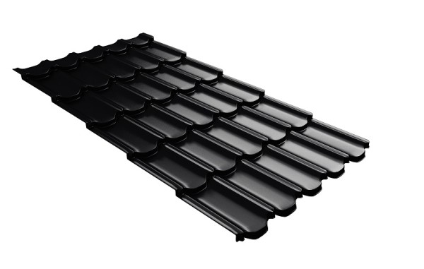 Металлочерепица квинта плюс с 3D резом 0,5 Quarzit lite RAL 9005 черный купить в Ельце