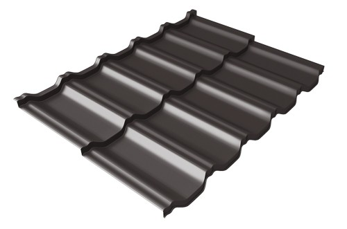 Металлочерепица модульная Квинта Uno Grand Line c 3D резом 0,5 Satin RR 32 темно-коричневый купить в Ельце