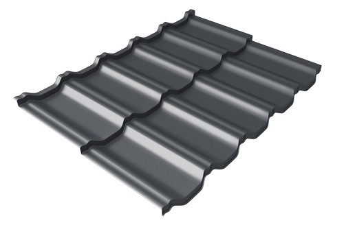 Металлочерепица модульная Квинта Uno Grand Line c 3D резом 0,5 Velur RAL 7024 мокрый асфальт купить в Ельце