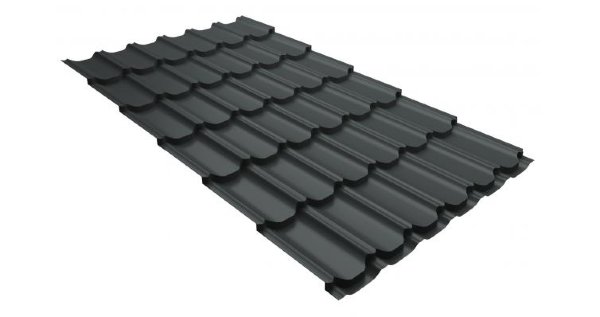 Металлочерепица квинта плюс 0,5 GreenCoat Pural RR 23 темно-серый (RAL 7024 мокрый асфальт) купить в Ельце